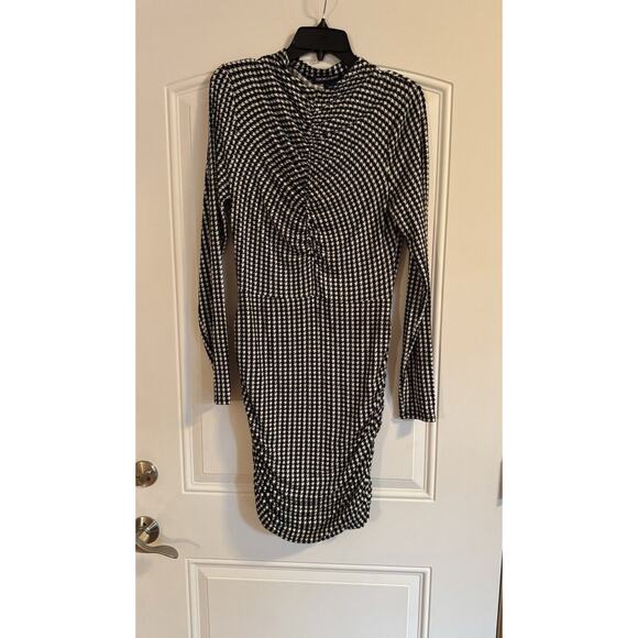 Veronica Beard Mizani Ruched Mini Dress Size M Off White Black Houndstooth $278. - Picture 4 of 8
